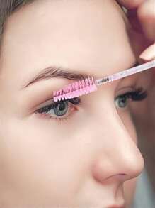 10PCS Eyelash Brushes, Mascara Wands With Container, Bendable Disposable Eyebrow Spoolies, Lash Brush For Lash Extensions, Eyebrow Spoolie, Castor Oil Brushes (Crystal Pink),Summer Style, Back To School Gift