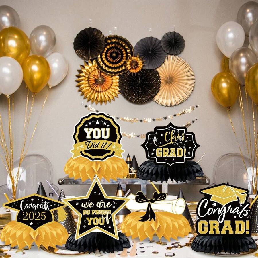 Bannière Bal 2025 - Grande Toile De Fond Photo Remise Des Diplômes 180x119 Cm - Décoration Fête Graduation Noire Et Or