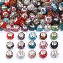 10pcs/Pack Shambhala Crystal Multi-Color Large Hole Beads 14mm, Fashionable Rhinestone Colorful Shiny Y2K Beads, Suitable For Handmade DIY Bracelet Necklace Jewelry Craft, Charms, Phone Chains, Key Chains