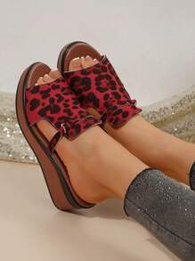 Women's Summer Fashion Angola Red Wedge Thick-Soled Sandals, Simple Vamp Design, Goddess Casual Vacation Beach Shoes, High Waterproof Platform, Peep Toe, Elegant High Heels