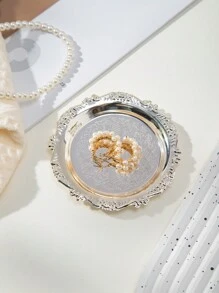 2pcs Metal Gold Embossed Small Trays, Decoration Plates For Fruit, Snacks, Cakes, Tea Cups, Jewelry Storage, Desserts - Multicolor - View 8