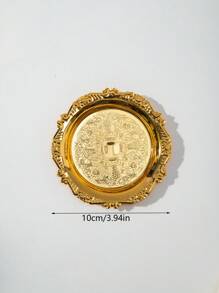 2pcs Metal Gold Embossed Small Trays, Decoration Plates For Fruit, Snacks, Cakes, Tea Cups, Jewelry Storage, Desserts - Multicolor - View 2