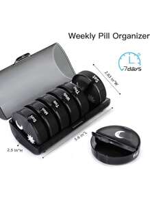 Organizer settimanale per pillole da 2 volte al giorno, scatola portapillole da viaggio per 7 giorni, confezione per 2 volte al giorno (AM/PM), organizer portatile per medicinali, vitamine, olio di pesce e integratori