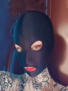 1 件装弹性布口罩和眼罩角色扮演万圣节防晒面具脸基尼头饰 - 黑色 - 查看 5