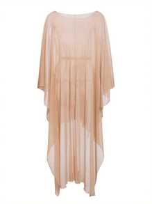 Women Golden Shiny Bikini Cover Up, Open Front Tie Waist Sun Proof Long Dress Beachwear - 卡其色 - 查看 6