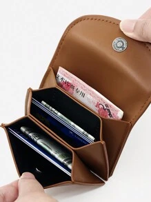 Minimalist Compact Coin Purse, High-End Girl Card Holder, Korean Style Solid Color Change Wallet - Multicolor - View 3