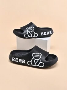 Dép xỏ ngón bằng xốp cho trẻ em, đế mềm chống trượt nhẹ họa tiết hoạt hình dễ thương dành cho trẻ mới biết đi/trẻ lớn, dép xỏ ngón thoải mái trong nhà ngoài trời thường ngày mau khô cho bé trai và bé gái - màu đen - Xem 3
