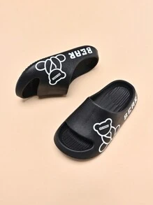 Dép xỏ ngón bằng xốp cho trẻ em, đế mềm chống trượt nhẹ họa tiết hoạt hình dễ thương dành cho trẻ mới biết đi/trẻ lớn, dép xỏ ngón thoải mái trong nhà ngoài trời thường ngày mau khô cho bé trai và bé gái - màu đen - Xem 5