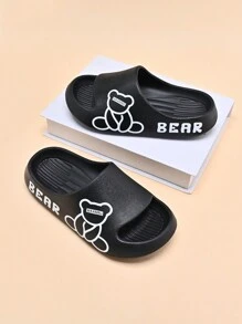 Dép xỏ ngón bằng xốp cho trẻ em, đế mềm chống trượt nhẹ họa tiết hoạt hình dễ thương dành cho trẻ mới biết đi/trẻ lớn, dép xỏ ngón thoải mái trong nhà ngoài trời thường ngày mau khô cho bé trai và bé gái - màu đen - Xem 9
