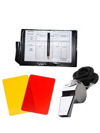 Soccer Kit - Metal Whistle With Referee Cards Set, Referee Cards For Soccer Football, Ideal Referee Kits For Game Sports