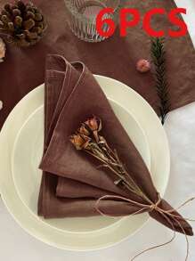 2/6/12pcs Simple Solid Color Soft Absorbent Cloth Napkins, Suitable For Wedding, Party, Banquet, Restaurant, Kitchen, Picnic, Dining Table Decoration - Multicolor - View 15
