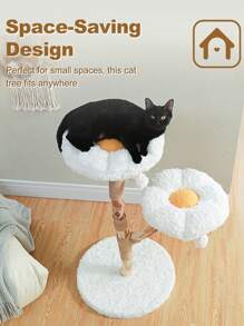 PAWZ Road Wood Flower Cat Tree, Modern Cat Tower With Real Wood Branches, Luxury Boho Cat Furniture With Scratching Post And 2 Perches, Cat Climbing Tower For Indoor Cats, Cloud White - trắng - Xem 4