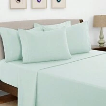 LUX DECOR 6-Piece Embroidered Bed Sheet Set – Brushed Microfiber, Deep Pocket, Lightweight & Breathable – Graduation Gifts, Home Decor, Sleep Protection For Dorms, Student Beds, Back‑To‑School Gift, Soft Bed Linens, Comfortable Sleep, Luxury Bed Set, Valentine's Day Bedroom, Spring Bedding Refresh, Guest Room Essentials, Dorm Room Bedding, Premium Bed Linens, Easy Care Sheets, Hypoallergenic Fabric, Year-Round Comfort, Master Bedroom Update, Matching Bedding Set, Hotel Quality Linens - 溫泉藍 - 查看 2