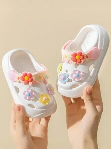 Kids Summer Indoor Floral Anti-Slip Soft Sole Slip-On Hollow Out Sandals