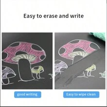 1 Roll Self-Adhesive Vinyl Removable Chalkboard Wallpaper, 5pcs Colored Chalks, Durable Dry Erase Wallpaper Message Board For Office, School, Home - Black - View 10