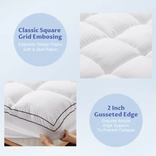 Samebed Extra Thick Mattress Topper, Quilted Fluffy Soft Mattress Pad Cover Protector With 8-21Inch Deep Pocket, Cooling Breathable Pillow Top Mattress Topper Overfilled With Down Alternative - trắng - Xem 5
