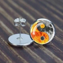 1 Pair Yin Yang Pattern Earrings Chinese Style Taichi Symbol Glass Stud Earrings Jewelry Gift - style - View 10