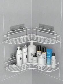[1pc] No-Drill Triangle Shelving Unit, Iron Art Storage Rack, Wall Mounted For Bathroom,Kitchen,Toilet