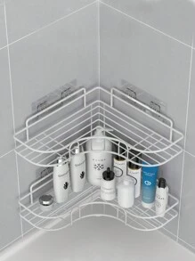 [1pc] No-Drill Triangle Shelving Unit, Iron Art Storage Rack, Wall Mounted For Bathroom,Kitchen,Toilet