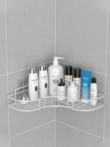 [1pc] No-Drill Triangle Shelving Unit, Iron Art Storage Rack, Wall Mounted For Bathroom,Kitchen,Toilet