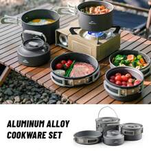 Naturehike Outdoor Cookware Set, Camping Cooking Utensils, Portable Kettle, Frying Pan, Pot, Aluminum Alloy, Material, Nesting Design - Multicolor - View 2