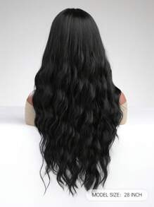 28 英寸自然黑色长卷发假发带刘海合成假发初学者友好耐热时尚日常使用万圣节婚礼派对装音乐节母亲节礼物热卖 - 自然黑 - 查看 5