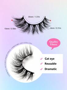 7 pares de pestañas postizas naturales y tupidas, estilo de ojos de gato, de aspecto falso de visón, adecuadas para uso diario - Pestañas Naturales - Ver 4