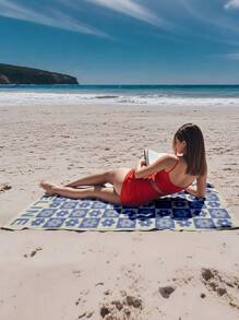 1pc Customized Beach Towel, Quick Dry Swimming Towel, Comfortable Sand Towel, Stylish Pool Towel, Custom Name, Flower, Vintage, Beautiful Yoga Mat, Beach Accessory, Essential Holiday Gift For Mother's Day, For Birthdays, For Children's Day, For Father's Day, For Graduation, For Weddings, For Housewarming Bathroom, Living Room, Bedroom, Home Summer Bathroom Decor Travel Essentials Travel Accessories Beach Essentials,Sunny Journey - Style 1 - View 5