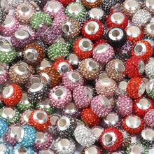 10pcs/Pack Shambhala Crystal Multi-Color Large Hole Beads 14mm, Fashionable Rhinestone Colorful Shiny Y2K Beads, Suitable For Handmade DIY Bracelet Necklace Jewelry Craft, Charms, Phone Chains, Key Chains