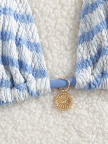 Ladies' Striped And Water Ripple Split Swimsuit Sexy Bikini SexHy Bikini Swimsuit Color Blocking Fashion High-End Hot Spring Party Bikini Careful Machine,European & American Style Sexy Halter Women Bikini Set Swimwear, For Summer Beach Vacation Hot Selling Swimsuits - Baby Blue - View 6