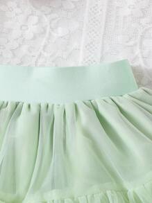 Falda de tul verde con malla linda para niña pequeña, apta para uso al aire libre - Verde - Ver 3