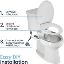 Luxe Bidet Neo 185 (Serie) Boquilla doble de autolimpieza, accesorio para bidé mecánico, no eléctrico, de agua fresca para inodoro con fuertes válvulas de grifo y mangueras metálicas Blanco - BLANCO - Ver 6