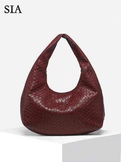 1 pieza Bolso de hombro/axilar vintage casual de mujer con adorno de crochet y piel sintética, adecuado para salir, citas, ir al trabajo