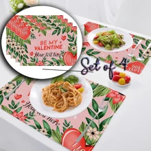 Juego personalizado de 4 individuales para el Día de San Valentín - Expresiones de amor personalizadas - Manteles individuales de 12x18 pulgadas para aniversario de boda - Decoración del hogar para cocina y comedor - Regalo perfecto para tu ser querido