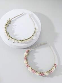 2 chiếc băng đô cài tóc in hoa phong cách Boho, phụ kiện tóc hoa thủ công, phù hợp cho mọi mùa, dành cho nữ, băng đô cài tóc, phụ kiện đội đầu - Nhiều màu - Xem 3