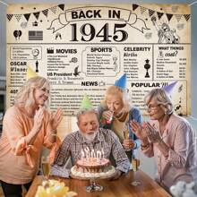1 件 80 岁生日派对装饰，复古 1945 年横幅 80 岁生日派对海报用品复古 1945 年背景摄影背景适合男女 80 岁同学聚会装饰 - 1945 - 查看 3
