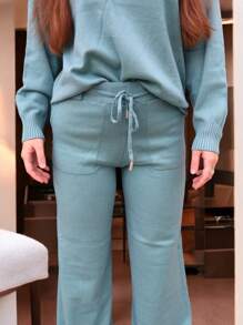 EverlyX Knitted Set With Turtleneck Sweater And Straight Pants - Women's Fashion - Winter 2025 - Shipping From Spain In 24/48 Hours - Baby Blue - View 5
