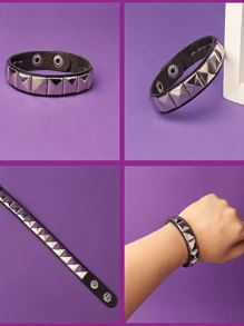 1/4 pièces Set de bracelets  clouté punk - Bracelets en PU fait main avec clous, style piqué, style emo des années 80 pour hommes et femmes, bracelets PU avec rivets pour fête, cadeaux, bal de promo, Halloween