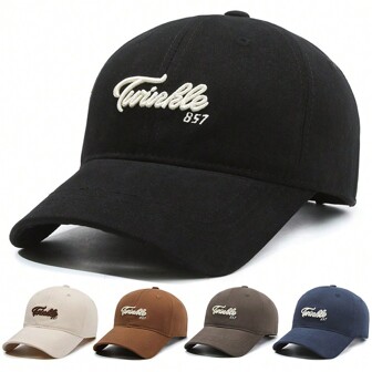 1 件字母刺绣休闲波西米亚风派对可爱街头风格涤纶防晒棒球帽，适合所有季节