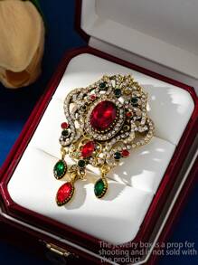 1 bucă broșă cu cristale în stil baroc vintage, material din aliaj, colorată, accesoriu de modă de lux de ultimă generație pentru costum, jachetă, rochie
