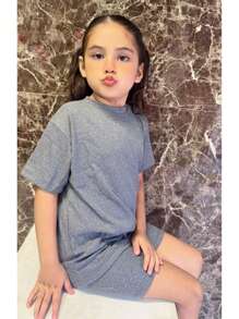 Young Girl Round Neck Thermal Underwear Set - Grey - View 2