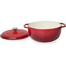 Mercer Culinary Enameled Cast Iron Round Dutch Oven, 6 Qt., Navy Blue - Red - View 2