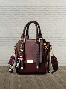 Women's Flap Design Shoulder Bag With Removeable Strap Fashionable Tote Bag Vintage Handbag For Daily Use