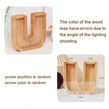 1pc A-Z Coin Piggy Bank, Wooden Transparent Coin Storage Box, Acrylic Decorative Creative Coin Bank To Improve Children's Saving Ability, Birthday Gift For Boys