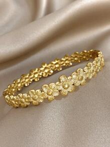 1 chiếc vòng tay hoa thanh lịch, phù hợp cho phụ nữ và thiếu nữ, vòng tay hở bằng thép không gỉ thời trang dễ thương, có thể đeo nhiều vòng cùng lúc, phụ kiện hàng ngày và dự tiệc, quà tặng Ngày của Mẹ. - Nhiều màu - Xem 11