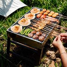1 Pieza Parrilla plegable portátil para barbacoa, Parrilla plegable sin humo, Estufa de carbón grande - Suministros para barbacoa de camping y picnic al aire libre