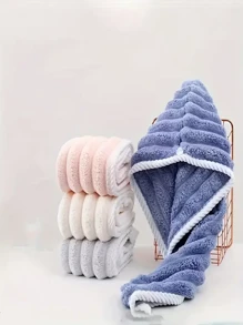 1 pezzo Asciugamano in fibra ultrasottile, 300g/m² Cuffia per asciugare i capelli morbida e ondulata, Asciugamano da bagno di colore solido minimalista, Telo rapido assorbente per capelli, Cuffia da doccia anti-crespo per capelli bagnati, Accessori da bagno