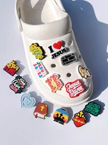 14pcs/Set PVC Religious Themed Soft Jelly Shoe Charms, Detachable For Clogs, Jelly Shoes, Sandals, Suitable As Party Gifts