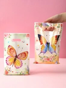 10/25/50 pièces Sac cadeau de sac à main papillon, sac d'emballage de fête d'anniversaire de fleurs papillon multicolore mélangé, sac d'emballage de fête de mariage, sac d'emballage de décoration de salle de fête de festival, fournitures de cuisine, sac d'emballage de fête de baby shower papillon, décoration, convient pour les boutiques