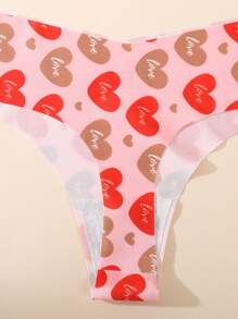 8pcs/Set Heart Printed Sexy Briefs For Women, Breathable Ice Silk Low-Waist Seamless Panties, V-Shape Waistband, Thin Thong